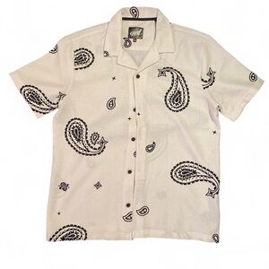Men's Paisley Button-Down Shirt in Cream and Black